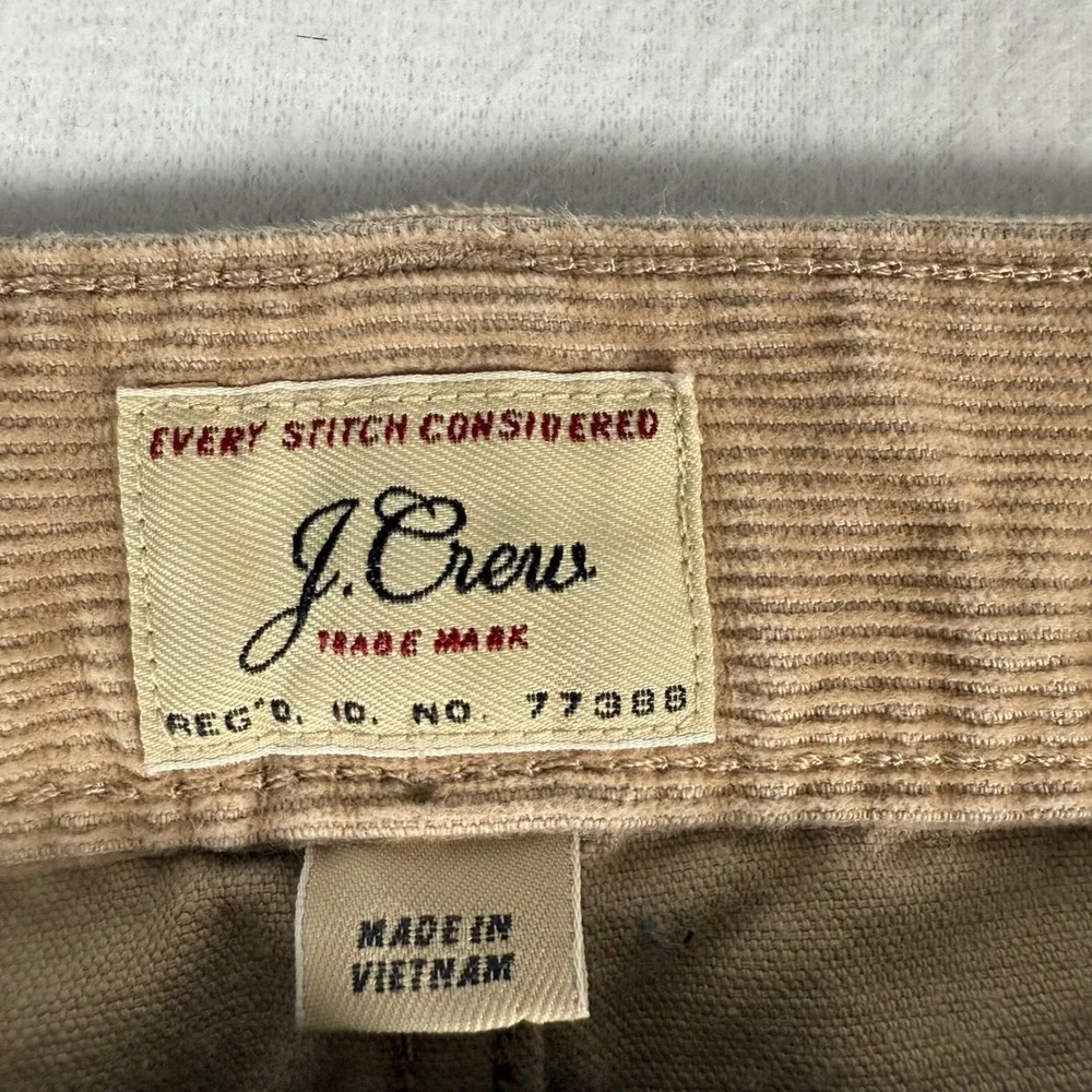 J.Crew 484 Slim Fit Pants Mens 32x34 Tan Cotton Corduroy Preppy Classic Trousers